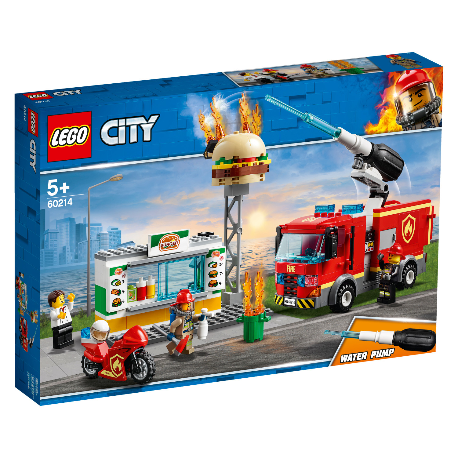 Конструктор LEGO City 60214 - Бургер-ресторан Wasser Neuheit №3/19 на площади Фойервехрайнзатц в Нью-Йорке
