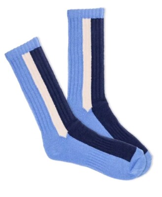 K. Bell COLORBLOCK SKI Active Outdoor Boot Socks Men's 10-13 Light Blue NEW