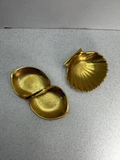 Pickard Gold Daisy & Rose Handle 7.5” #399 & Shell 6” #231 Candy Ring Trinkets