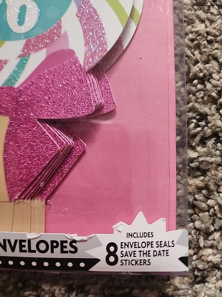 Piruleta Sweet Sixteen 16 con lazo brillantes invitaciones fiesta celebración 8ct Foto 3 de 4