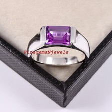 Natural Amethyst Gemstone with 925 Sterling Silver Ring For Men's 2823