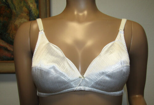 NOS Vintage Bestform Silver Saver Stripes White 34B Bra Fiber Fill padding