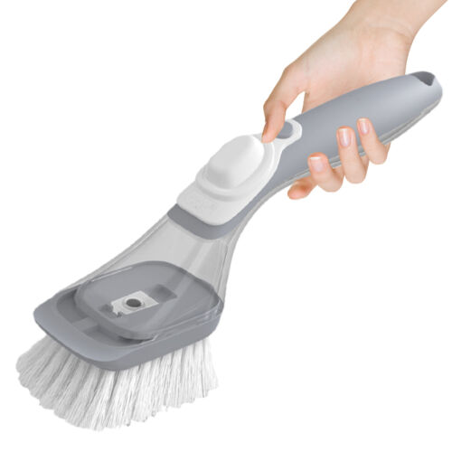 Dish Washing Up Brush Sponge With Liquid Soap Dispenser Scrubber Cleaning Pads - Picture 2 of 16