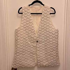 Vintage Hand-painted peacock pieced Silk Vest - Size L