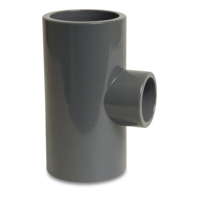Mega T-Stück reduziert 90° PVC-U Klebemuffe 10 - 16 bar Grau