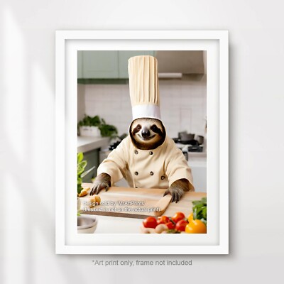 Küche Kochen Kunst lustig süß Tier Koch FAUL Wanddruck Poster A4 A3 A2