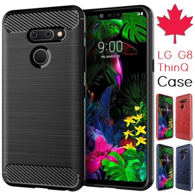 For LG G8 ThinQ Case Carbon Fiber Armor Shockproof Hybrid Heavy Duty  Cover