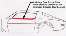 8 VINTAGE DOOR REVEAL MOLDING CLIPS & STUD REPAIR SCREWS! FITS TRANS AM FIREBIRD