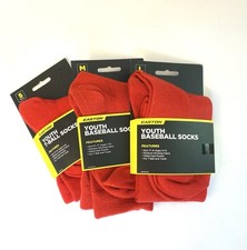 Easton Youth Baseball/Softball Socks 3 Pairs S, M, L Moisture Wicking Red New