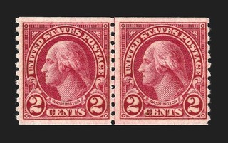 #599A Carmine Type II. MNH/VLH Joint Line Pair. Rare Item! Scott $1 000