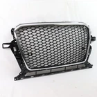 Front Bumper Upper Honeycomb Mesh Hex Grille Black/Chrome Trim For 2013-2017 Q5