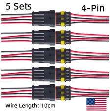 5 Sets Male Female 4-Pin Plug 18AWG Wire Connector Waterproof for Car Truck Boat