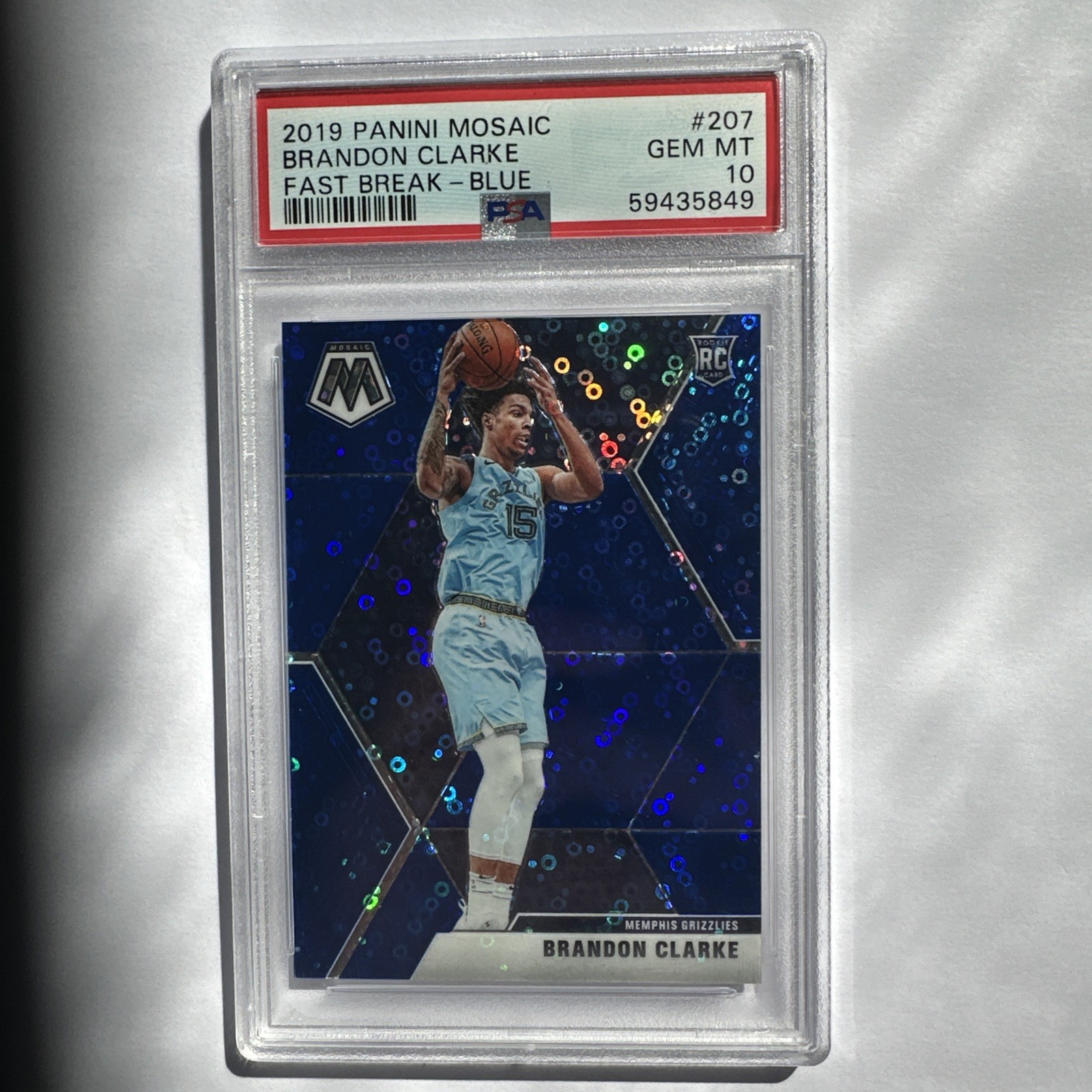 BRANDON CLARKE- 2019 Mosaic #207 - Rookie Card RC- Fast Break Blue /85 - PSA 10