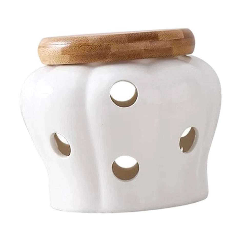 Bote de porcelana con forma de calabaza guardián de ajo para hogar restaurante apartamento Foto 4 de 4