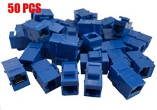 50 Pcs Cat6 Keystone RJ45 Network LAN Ethernet Jack Inline Coupler Insert Blue