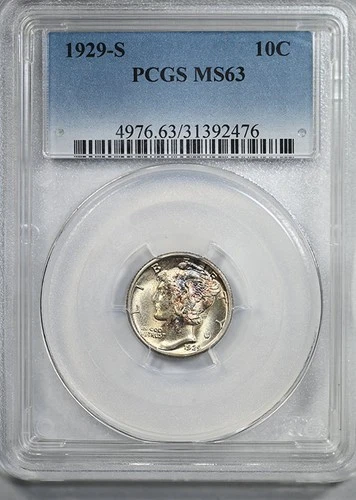 1929-S Mercury Dime 10C PCGS MS63