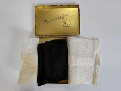 Vintage Dexdale Seamed Thigh High Black Stockings with Original Box 40's 50's?