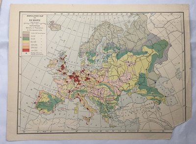 Vegetation Map Population Map Europe Vintage Color Ephemera Hammond