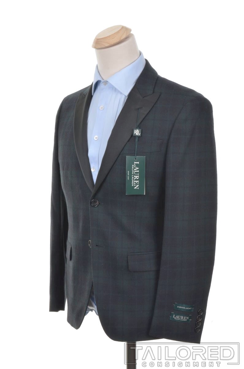 NWT - RALPH LAUREN Green Tartan Check Wool Smoking Jacket Blazer Sport Coat 38 S