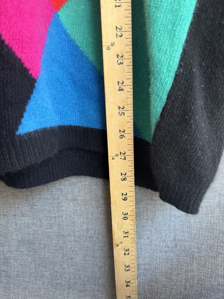 Suéter De Colección LIZ CLAIRBORNE Mediano Negro Lana de Cordero Angora Años 90 Retro Rojo Azul Foto 2 de 4