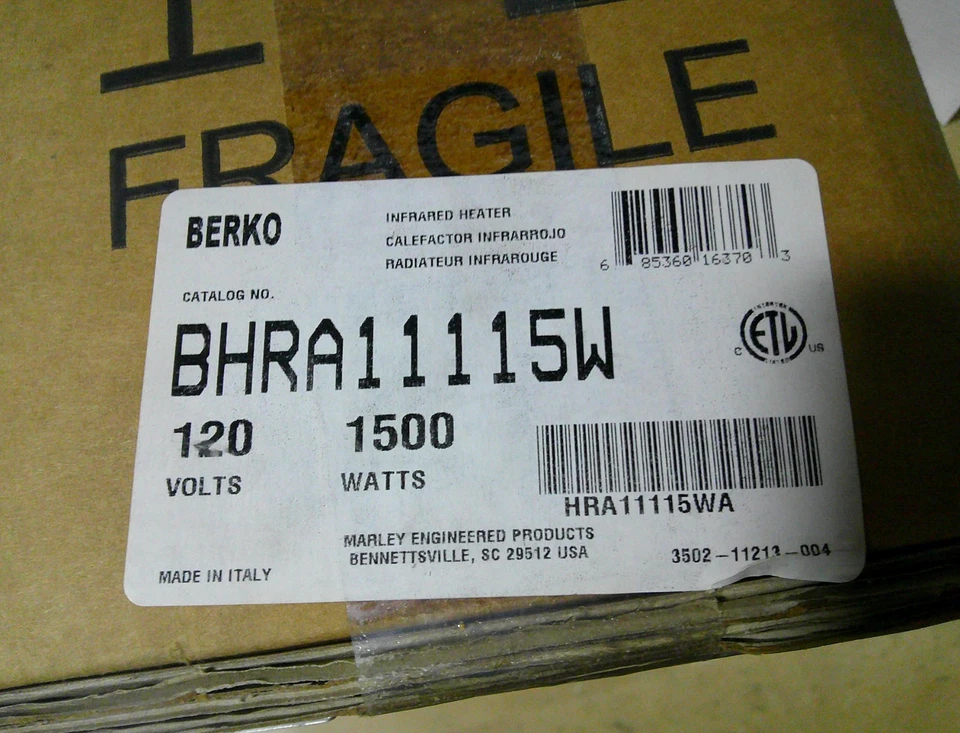 Berko BHRA11115W aquecedor infravermelho radiante plug-in 5115 BTU/h capacidade 120 V P6 - Imagem 2 de 4