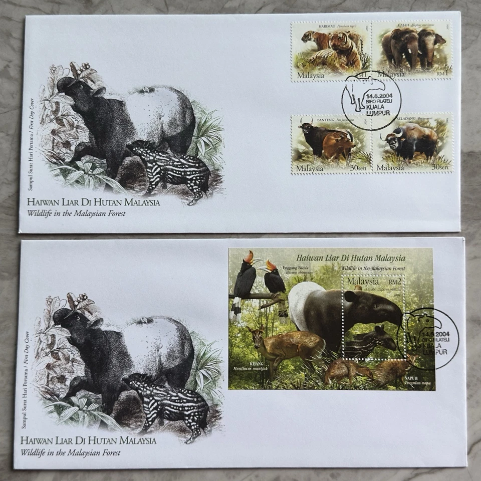 2004 Malaysia Wildlife in Forest Stamps & Mini-Sheet pair FDC (K/Lumpur cachet) - Image 2 of 4
