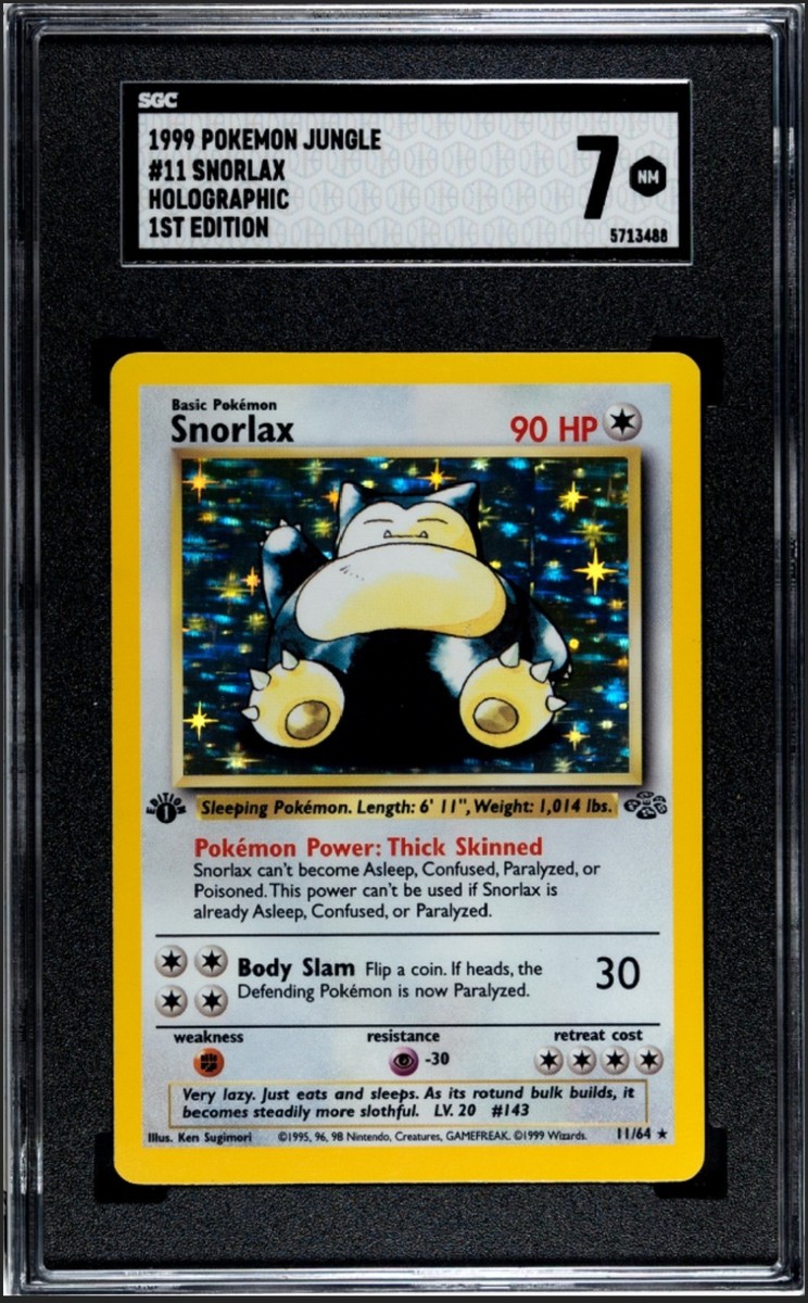 英語版初期　ポケモンカード　snorlax holo 1st Edition Pokemon GRADED Card - SGC 7: SNORLAX #11 - HOLO 1ST EDITION
