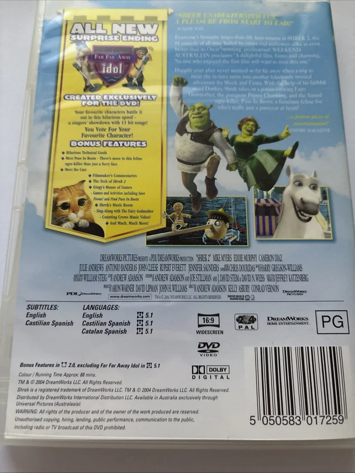 SHREK 2 DVD Region 4  VGC DISC ONLY - image 2 of 2