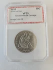 1853 Seated Liberty Half Dollar Arrows & Rays,cleaned, Great Type Coin