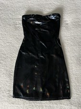 NWT Naked Wardrobe Strapless Vinyl Tube Black Dress Size Small