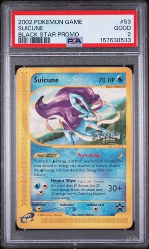 💧 2002 POKEMON BLACK STAR PROMO #53 SUICUNE POKEMON 4EVER STAMPED PSA 2 2️⃣