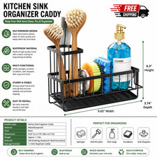 Cisily Sponge Holder for Kitchen Sink, Sink Caddy Organizer with High Brush Hold