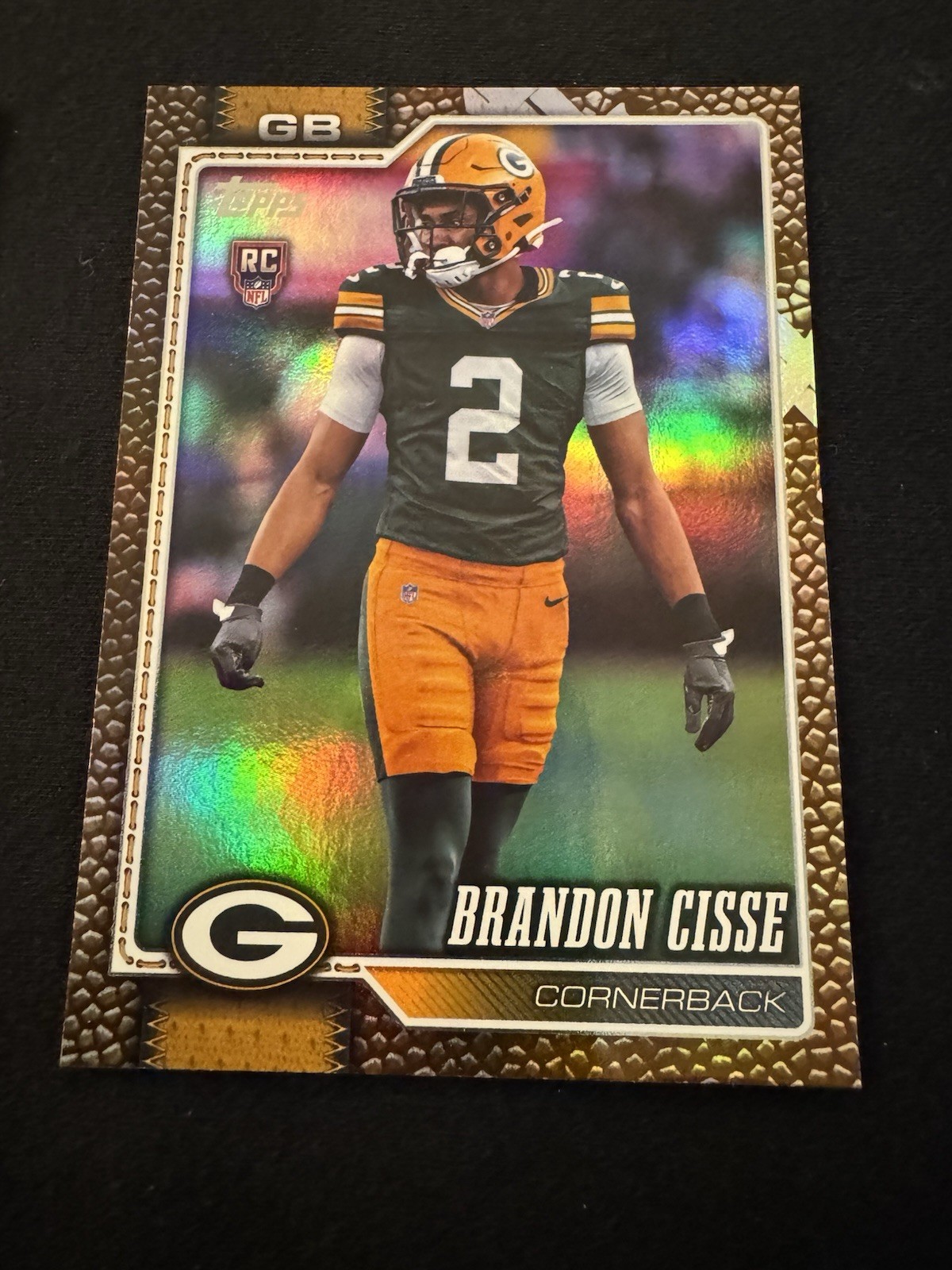 Topps 2025 Brandon Cisse #375 Green Bay Packers RC Pigskin Parallel Hologram