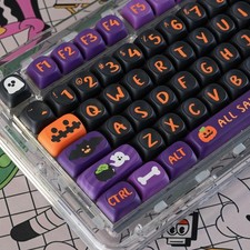 Cute Keycaps Halloween Theme Black Cat Keycap Set, Dye Sub PBT Custom Key cap...