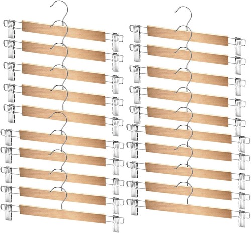 PAQUETE MÚLTIPLE Falda de Madera Pantalones Colgantes con Ganchos Giratorios y Clip Ajustable - Imagen 4 de 19