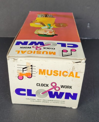 WIND-UP vintage MUSICAL CLOWN playing cymbals NEW in BOX - Picture 6 of 8