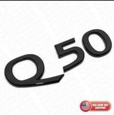 For Q50 Rear Trunk Logo Letter Badge Emblem Nameplate Sport Gloss Black