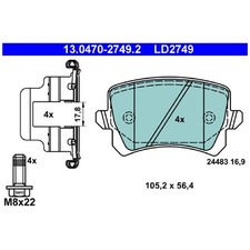 Satz Bremsbeläge Bremsklötze hinten für Audi TT 8J3 8J9 | 23900864