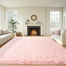 Pink Fluffy Area Rug for Living Room, 8x10 Ft Tie-Dyed Shag Throw Rugs, Soft ...