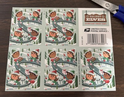 USPS Holiday Elves Booklet Pane of 20 X-MAS Stamps Scott# 5722-5725 (MNH)