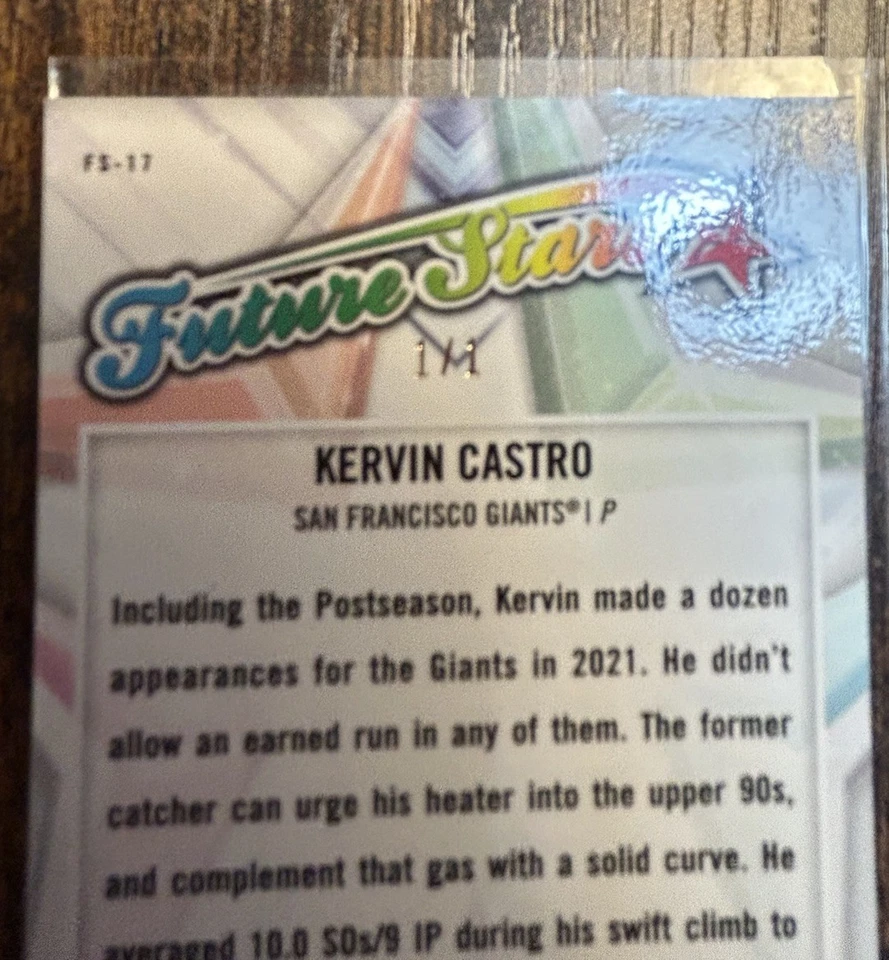 2022 Topps Chrome Logofractor Kervin Castro 1/1 Future Stars Rose Gold RC #FS-17 - Image 3 of 4