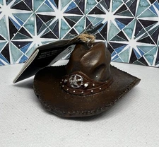 Christmas Shoppe Ornament 2022 Western Cowboy Hat Brown NEW