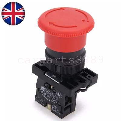 GAZZA Emergency Stop Locking Mushroom Head Push Button Switch 22mm Rotating Reset
