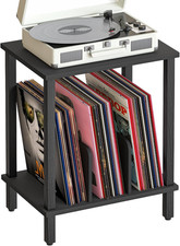 Record Player Stand, 2-Tier End Table, Vinyl Record Turntable Stand with Storage