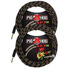 Briskdrop Pig Hog PCH20RAR Rasta Stripes Vintage Instrument Cable, 20ft.