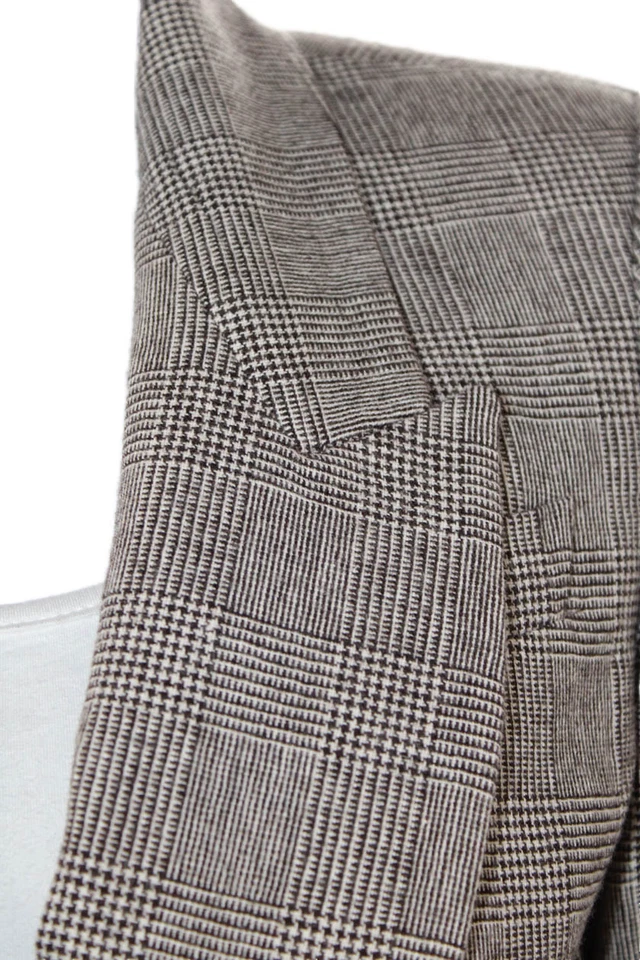 Zara 女式羊毛千鸟格纹印花纽扣西装外套灰色 XS 码 — 第 2/4 张图片