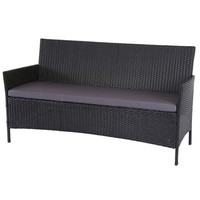 3-Sitzer Poly-Rattan Gartenbank Hamar, Sitzbank, Anthrazit, Kissen Anthrazit
