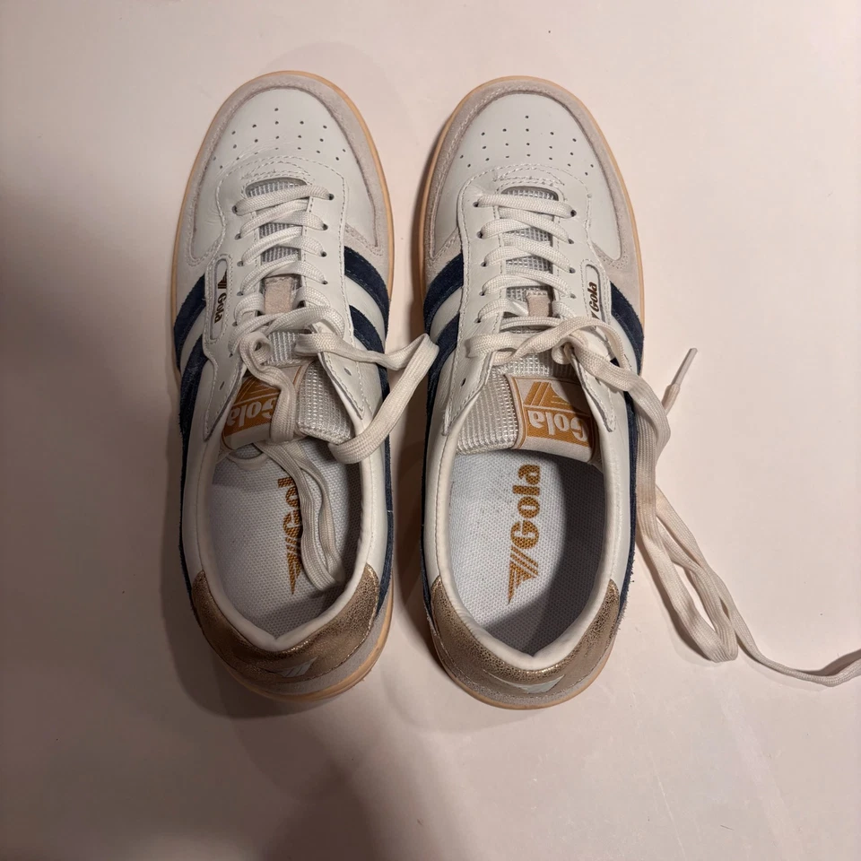 Tenis para mujer Gola Off White azul marino a rayas talla 8 EE. UU. Foto 4 de 4