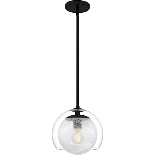Quoizel Eslinger 1Lt Mini Pendant, Black/Clear/Cloud/Clear - QPP6774MBK - Picture 1 of 1