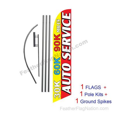 30K 60K 90K Auto Service 15' Feather Banner Swooper Flag Kit with pole+spike